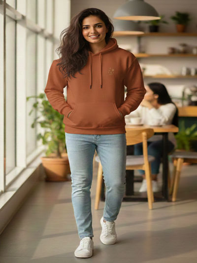 Ethereal Ember Hoodie Copper Brown Wanderlust Art