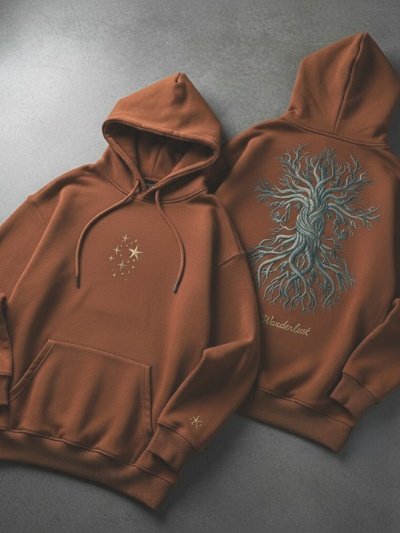 Ethereal Ember Hoodie Copper Brown Wanderlust Art
